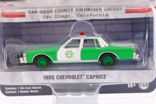 GREEN MACHINE San Diego County Volunteer Sheriff 1989 Chevy Caprice, 42980B/48 1/64 scale Diecast Model Toy Car