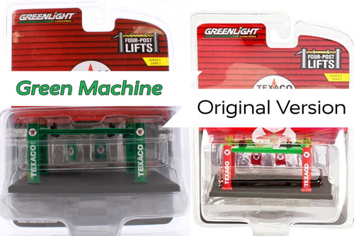 GREEN MACHINE Texaco Four-Post Lift, Green - Greenlight 16120B/48 - 1/64 scale Diecast Accessory