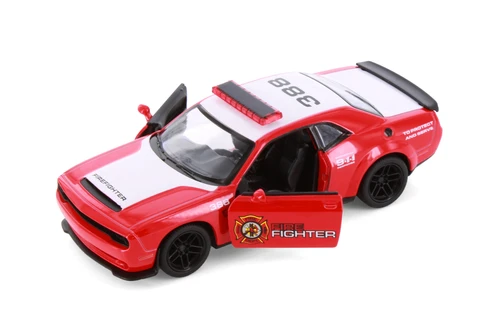 2023 Dodge Challenger SRT Demon 170 Firefighter Edition, Red - Kinsmart 5461DPR - 1/40 Scale Diecast Model Toy Car
