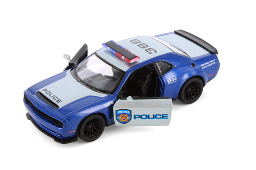 2023 Dodge Challenger SRT Demon 170 Police Edition, Blue - Kinsmart 5461DPR - 1/40 Scale Diecast Model Toy Car