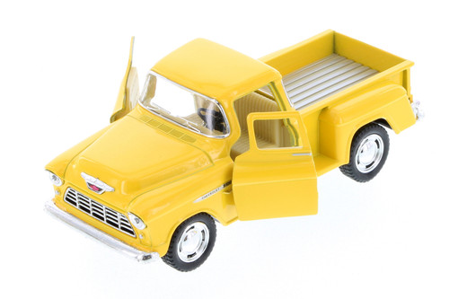 1955 Chevy Stepside Pickup Truck, Yellow - Kinsmart 5330D - 1/32 Scale Diecast Model Toy Car