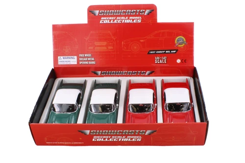 Box of 4 1957 Chevy Bel Air Hardtop, Assortment - Showcasts 77228D - 1/24 Scale Diecast Model Toy Cars