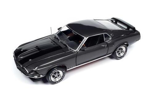 1969 Ford Mustang John Wick, Hitman Gray w/Black Stripes - Auto World AWSS145 - 1/18 Scale Diecast Model Toy Car