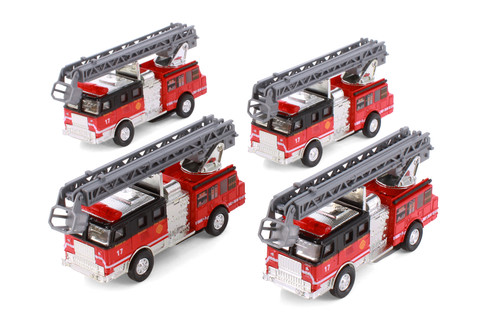 Box of 12 Chicago Fire Engine Truck, Red - Showcasts 9921CG - 4.75" Scale Diecast Model Toy Cars