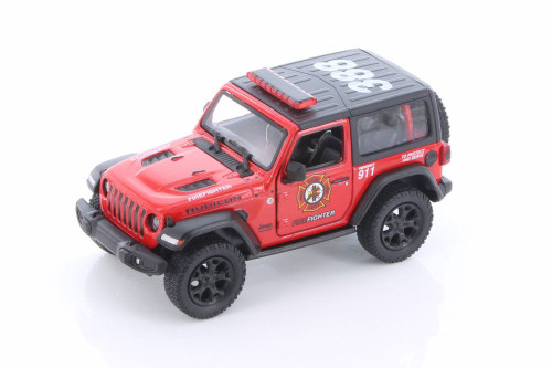 2018 Jeep Wrangler Rubicon Firefighter Hard Top, Red -  5412DPR - 1/34 scale Diecast Model Toy Car