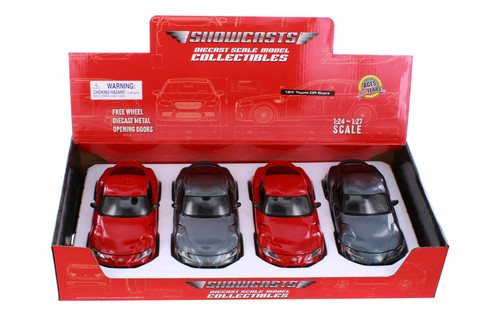 Box of 4 2022 Toyota GR Supra Sports Car, ASSTD - Showcasts 37917 - 1/24 Scale Diecast Model Toy Cars