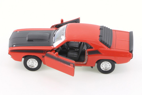 1970 Dodge Challenger T/A, Red w/ Black - Welly 43663D - 4.5" Diecast Model Toy Car