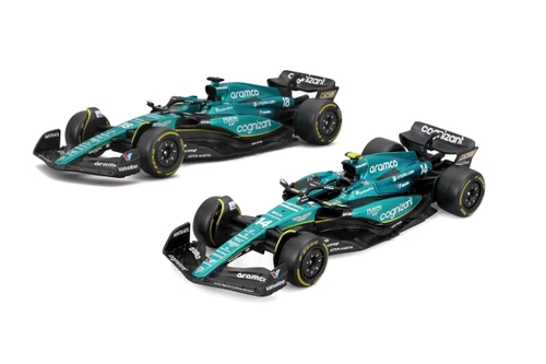 2023 Aston Martin AMR23 Team 2-Pack, Green - Bburago 18-38203 - 1/43 Scale Diecast Model Toy Car