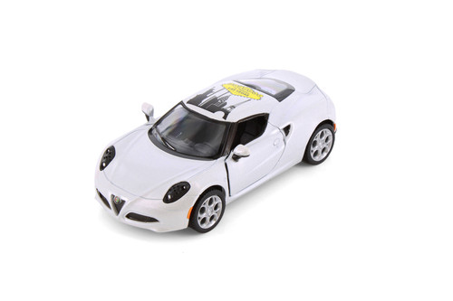2013 Alfa Romeo 4C Hardtop w/Wecome to Las Vegas Decal, White - Kinsmart 5366D - 1/32 Scale Diecast Model Toy Car