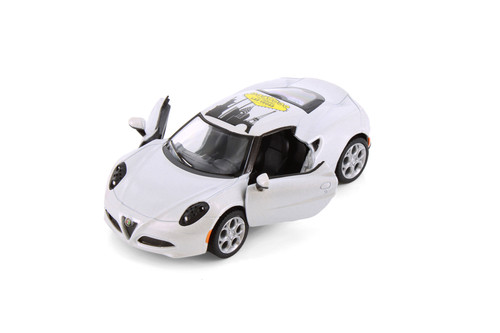 2013 Alfa Romeo 4C Hardtop w/Wecome to Las Vegas Decal, White - Kinsmart 5366D - 1/32 Scale Diecast Model Toy Car