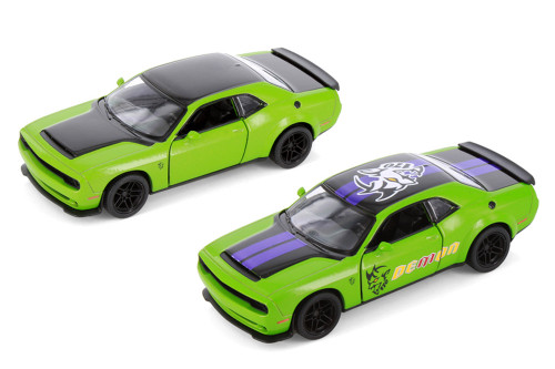 2023 Dodge Challenger SRT Demon 170 2-Pack, Green - Kinsmart - 1/40 Scale Diecast Model Toy Car