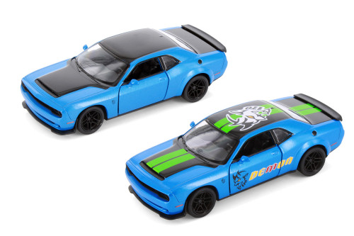 2023 Dodge Challenger SRT Demon 170 2-Pack, Blue - Kinsmart - 1/40 Scale Diecast Model Toy Car