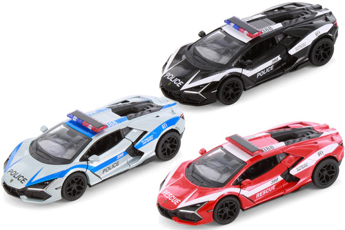 Lamborghini Revuelto Police/Firefighter 3-Pack - Kinsmart - 1/38 Scale Diecast Model Toy Car