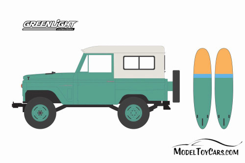 1969 Nissan Patrol (60) with Surfboards, Green - Greenlight 97070C/48 - 1/64 scale Diecast Car