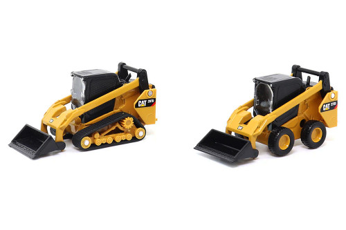 Caterpillar Skid Steer Loader & Cat Compact Track Loader, Yellow - Diecast Masters 84647CS - 1/64 Scale Diecast Model Toy Car