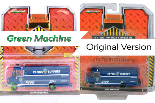 GREEN MACHINE New York City Police Department 2019 Step Van Auxiliary Patrol Support, Dark Blue - Greenlight 33220C/48 - 1/64 scale Diecast Model Toy Car