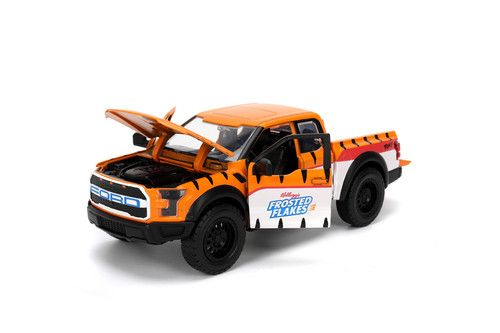 2017 Ford F-150 Raptor Pickup w/Tony the Tiger Figure, Orange/White - Jada Toys 35470 - 1/24 Scale Diecast Model Toy Car
