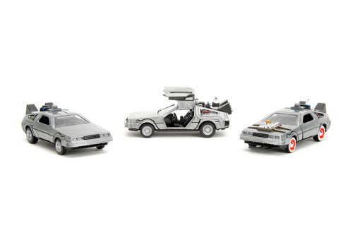 Time Machine 3-Pack, Back to the Future - Jada Toys 33399 - 1/32 Scale Diecast Model Toy Car