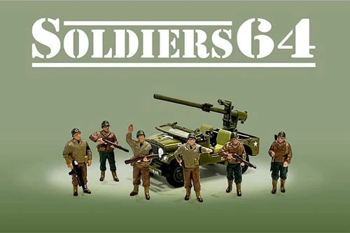 Soldiers 64 Figure 6 pc. Set, Green - American Diorama AD-76502MJ - 1/64 Scale Figurine - Diorama Accessory