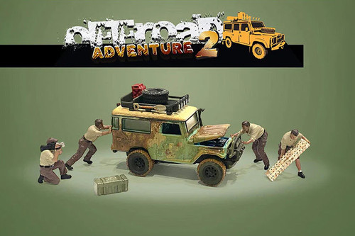 Off-Road Adventure II Figurine 5 pc. Set, Asstd - American Diorama AD-76496MJ - 1/64 Scale Figurine - Diorama Accessory