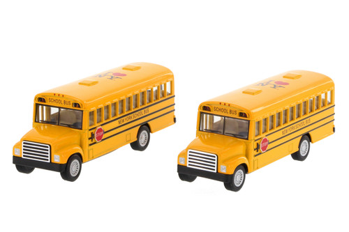 Box of 12 I Love New York School Bus, Yellow - Showcasts 5107D-ILNY - 5" Scale Diecast Model Toy Cars