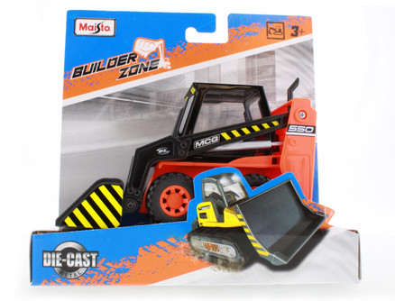 Builder Zone Street Skid Loader, Orange - Maisto 25203 - 5" Scale Diecast Model Toy Car