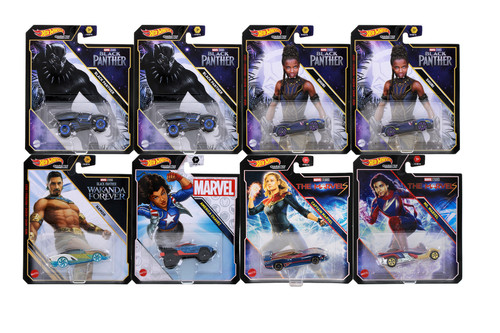 Box of 8 Marvel Blockbuster Character Assortment - Mattel Hot Wheels HHB74956G - 3" Scale Diecast Model Toy Cars