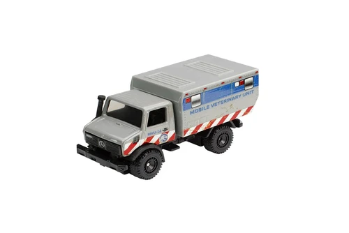 Jurassic World 1988 Mercedes-Benz Unimog U 1300 L, Silver - Mattel Hot Wheels HCP089796 - 3" Scale Diecast Model Toy Car