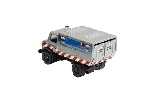 Jurassic World 1988 Mercedes-Benz Unimog U 1300 L, Silver - Mattel Hot Wheels HCP089796 - 3" Scale Diecast Model Toy Car