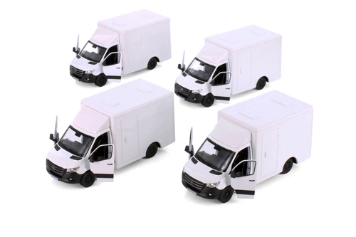 Box of 12 Mercedes-Benz Sprinter Box Truck, White - Kinsmart 5471DW - 1/48 Scale Diecast Model Toy Cars