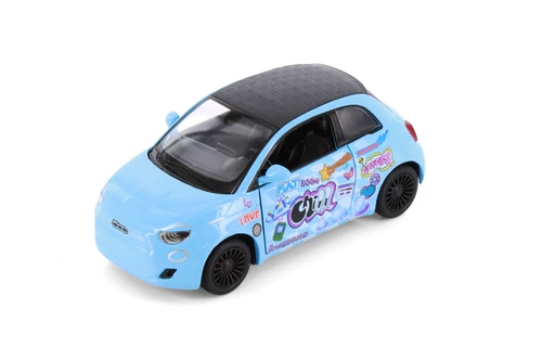 Fiat 500E Livery Edition, Blue - Kinsmart 5440DYF - 1/28 Scale Diecast Model Toy Car