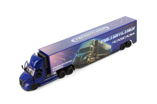 Freightliner eCascadia with Container, Blue - Kinsmart 1303D - 1/60 Scale Diecast Model Toy Car
