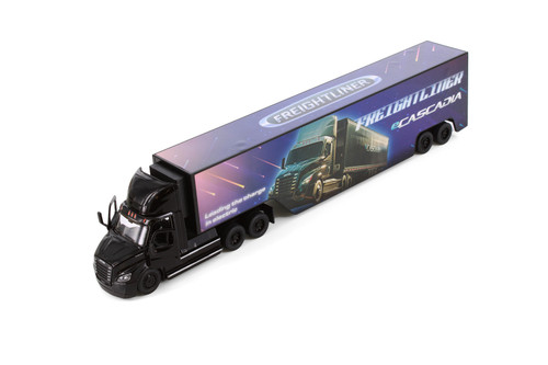 Freightliner eCascadia with Container, Black - Kinsmart 1303D - 1/60 Scale Diecast Model Toy Car