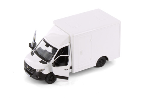 Mercedes-Benz Sprinter Box Truck, White - Kinsmart 5471D - 1/48 Scale Diecast Model Toy Car