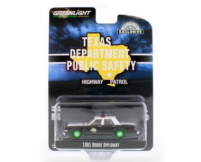 GREEN MACHINE Texas Department of Public Safety 1981 Dodge Diplomat Highway Patrol, White with Black - Greenlight 30303/48 - 1/64 scale Diecast Model Toy Car