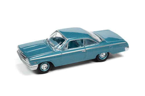 1962 Chevy Bel Air Bubbletop, Twilight Blue Poly - Johnny Lightning JLCG027/48A - 1/64 Scale Diecast Model Toy Car
