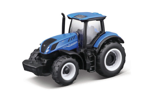 Mini Work Machines New Holland T7 Tractor w/Playmat, cones, haystacks, Blue - Maisto 15592 - 3" Scale Diecast Model Toy Car