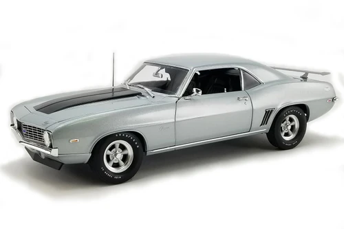 1969 Chevy Camaro Built by Dick Harrell, Cortez Silver w/Black Stripe - Acme A1805725 - 1/18 Scale Diecast Model Toy Car