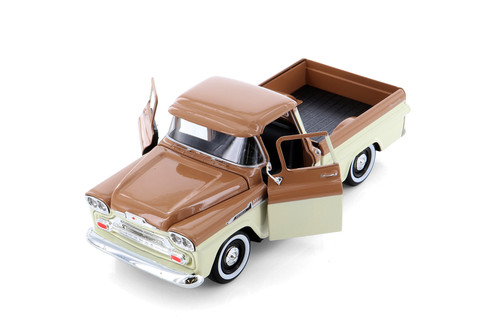 1958 Chevy Apache Fleetside Pickup Truck, Brown/Beige - Showcasts 71311BN - 1/24 Scale Diecast Model Toy Car