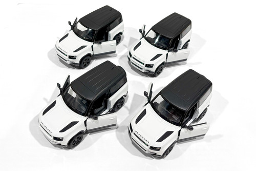 Box of 12 Land Rover Defender 90, White w/Black Roof - Kinsmart 5428DW - 1/36 Scale Diecast Model Toy Cars