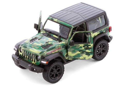 2018 Jeep Wrangler Rubicon Camo Hardtop, Green - Kinsmart 5420DB - 1/34 Scale Diecast Model Toy Car
