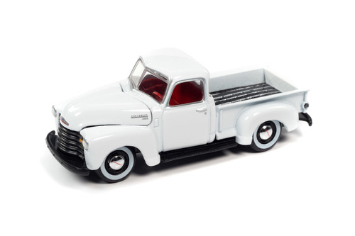 1950 Chevy 3100 Pickup Truck, Gloss White - Johnny Lightning JLCG026/48B - 1/64 Scale Diecast Model Toy Car