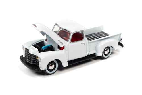 1950 Chevy 3100 Pickup Truck, Gloss White - Johnny Lightning JLCG026/48B - 1/64 Scale Diecast Model Toy Car