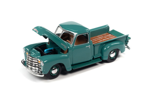 1950 Chevy 3100 Pickup Truck, Seacrest Green - Johnny Lightning JLCG026/48A - 1/64 Scale Diecast Model Toy Car