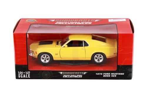 1970 Ford Mustang Boss 429 Hardtop, Yellow - Showcasts 77303YL - 1/24 Scale Diecast Model Toy Car