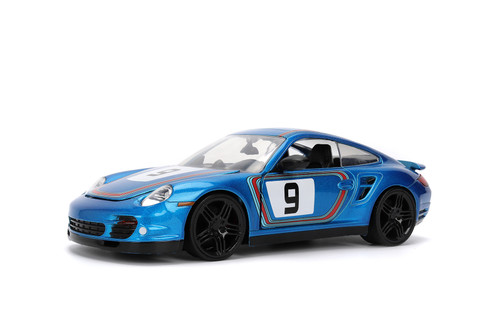 Porsche 911 Turbo (997) #9, Blue - Jada Toys 36372 - 1/24 Scale Diecast Model Toy Car