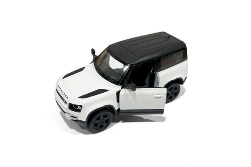 Land Rover Defender 90, White w/Black Roof - Kinsmart 5428DW - 1/36 Scale Diecast Model Toy Car