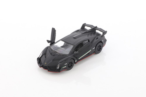 Lamborghini Veneno, Matte Black - Kinsmart 5370/1D - 1/36 Scale Diecast Model Toy Car