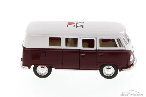 I Love New York 1962 Volkswagen Classic Bus, Burgundy - Kinsmart 5060D-ILNY - 1/32 Scale Diecast Model Toy Car