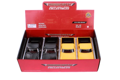 Box of 4 1978 Ford Bronco (Open Top), ASSTD - Showcasts 77374D - 1/24 Scale Diecast Model Toy Cars